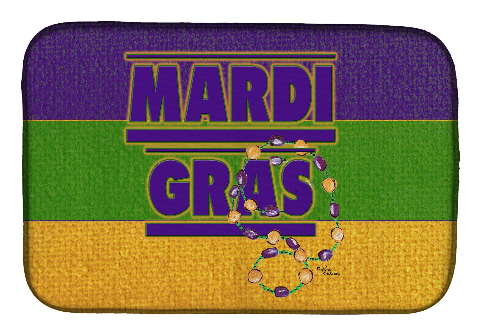 Mardi Gras Dish Drying Mat Absorbent Dish Drying Mat Pad for Kitchen Counter Dish Drainer Mat for Countertop, 14 x 21", Multicolor