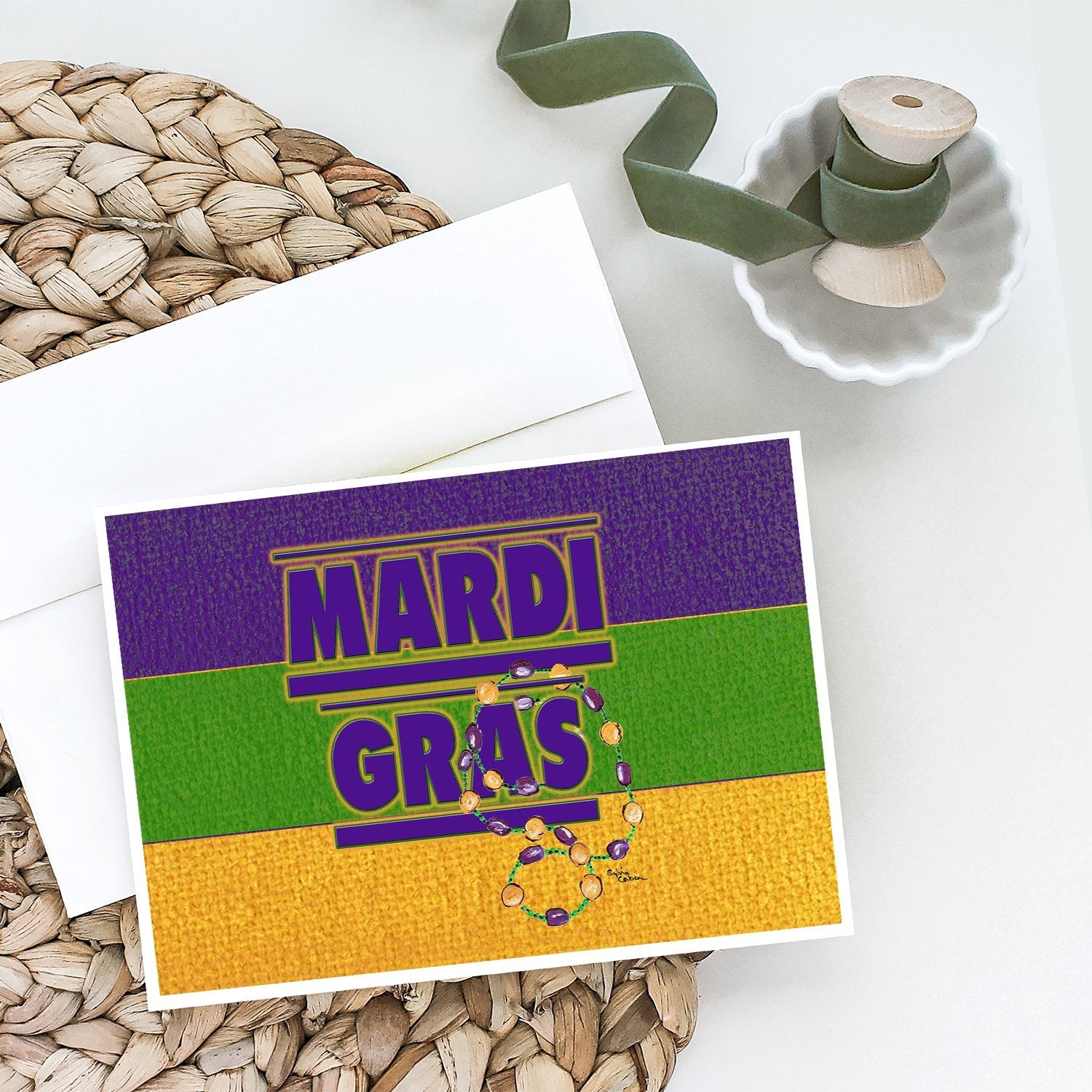 Mardi Gras Greeting Cards Pack of 8 Blank Cards with Envelopes Whimsical A7 Size 5x7
