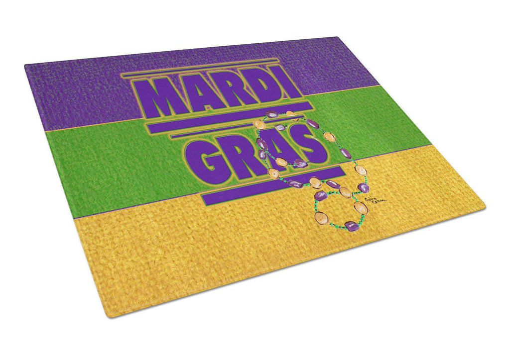 Mardi Gras Cutting Board Tempered Glass Kitchen Cutting Surface, Heat Resistant Chopping, Non-Slip Feet, Food Prep & Serving