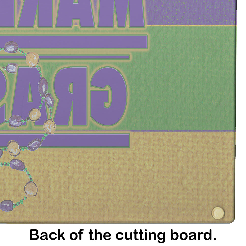 Mardi Gras Cutting Board Tempered Glass Kitchen Cutting Surface, Heat Resistant Chopping, Non-Slip Feet, Food Prep & Serving