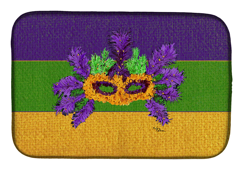 Mardi Gras Dish Drying Mat Absorbent Dish Drying Mat Pad for Kitchen Counter Dish Drainer Mat for Countertop, 14 x 21", Multicolor