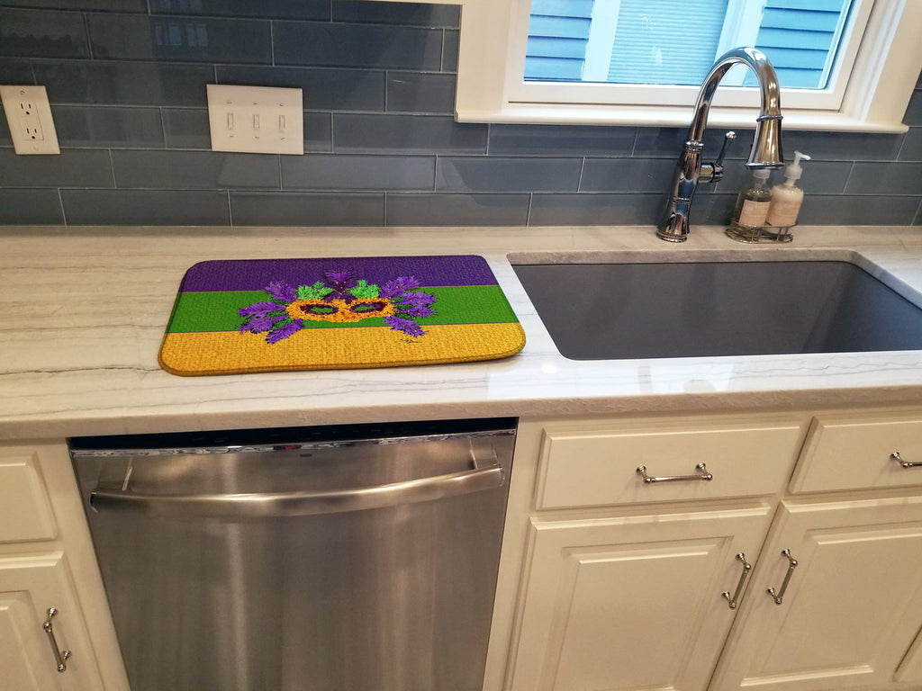 Mardi Gras Dish Drying Mat Absorbent Dish Drying Mat Pad for Kitchen Counter Dish Drainer Mat for Countertop, 14 x 21", Multicolor