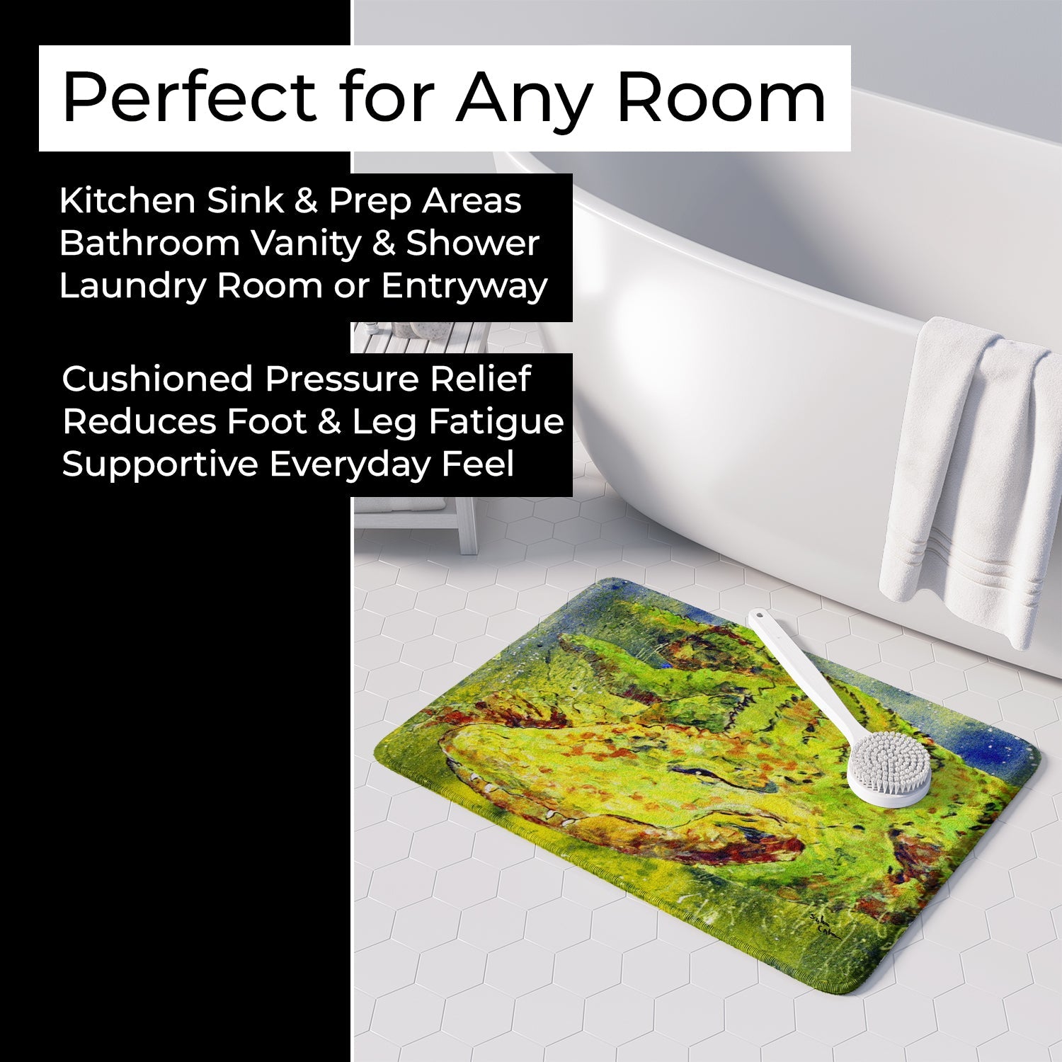Alligator Memory Foam Kitchen Mat Machine Washable Anti-Fatigue Cushion Comfort Bath or Kitchen Rug