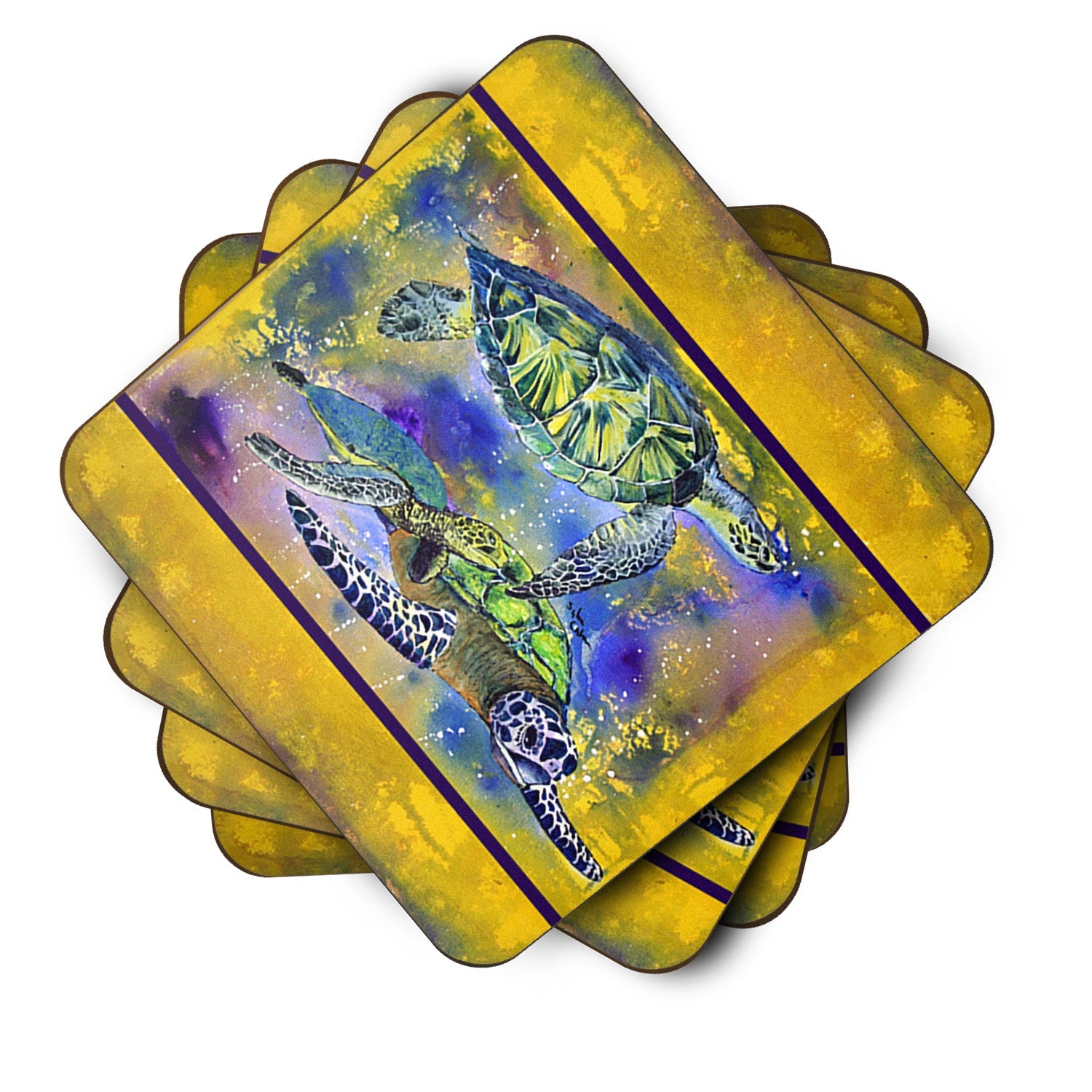 Turtle Foam Coasters Set of 4 Cup Coasters for Indoor Outdoor, Tabletop Protection, Anti Slip, Mouse pad Material