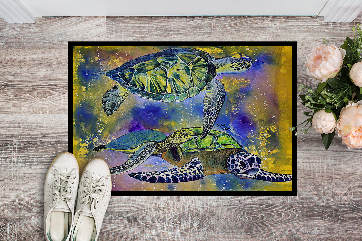 Turtle Doormat Indoor Outdoor 24H X 36W Front Door Mat Rugs for Entryway, Non Slip Washable Low Pile,