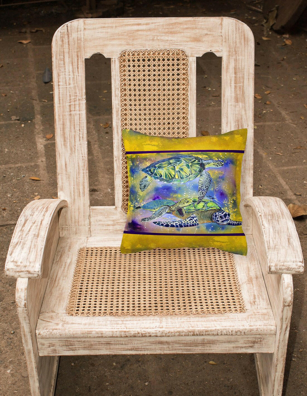 Turtle Decorative Throw Pillow 14x14 Indoor Outdoor Accent Cushion, Fabric Cover with Insert for Sofa, Bed, Porch & Living Room
