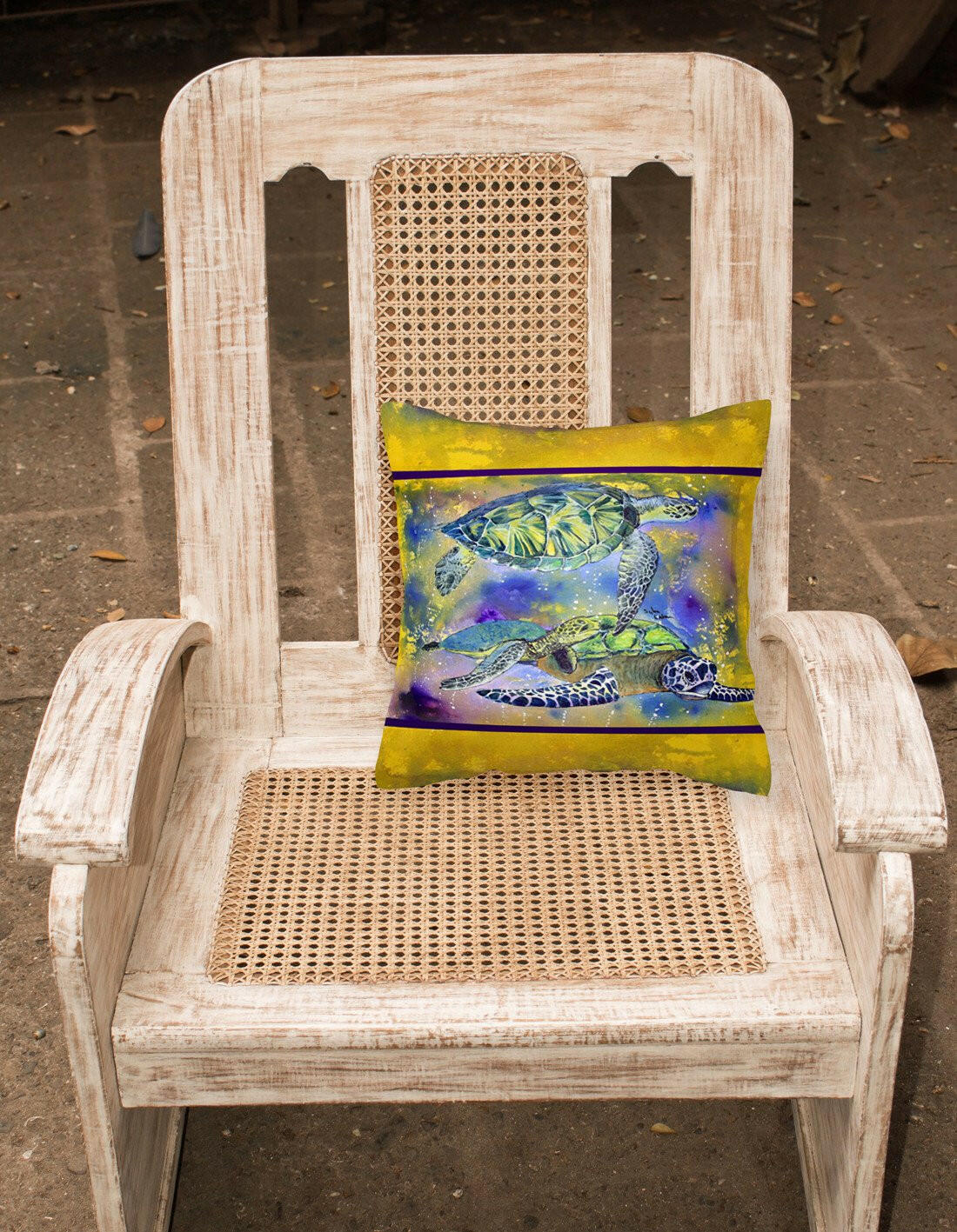 Turtle Decorative Throw Pillow 14x14 Indoor Outdoor Accent Cushion, Fabric Cover with Insert for Sofa, Bed, Porch & Living Room