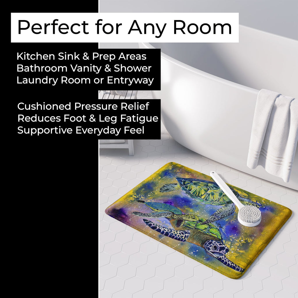 Turtle Memory Foam Kitchen Mat Machine Washable Anti-Fatigue Cushion Comfort Bath or Kitchen Rug