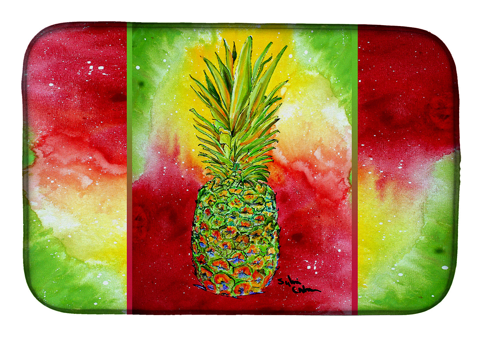 Pineapple Dish Drying Mat Absorbent Dish Drying Mat Pad for Kitchen Counter Dish Drainer Mat for Countertop, 14 x 21", Multicolor