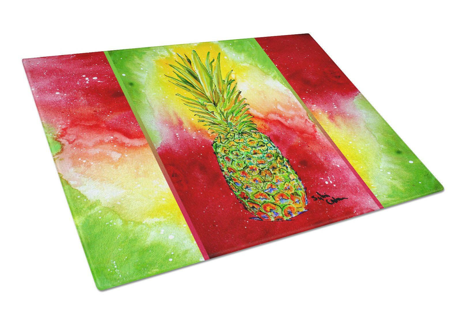 Pineapple Cutting Board Tempered Glass Kitchen Cutting Surface, Heat Resistant Chopping, Non-Slip Feet, Food Prep & Serving