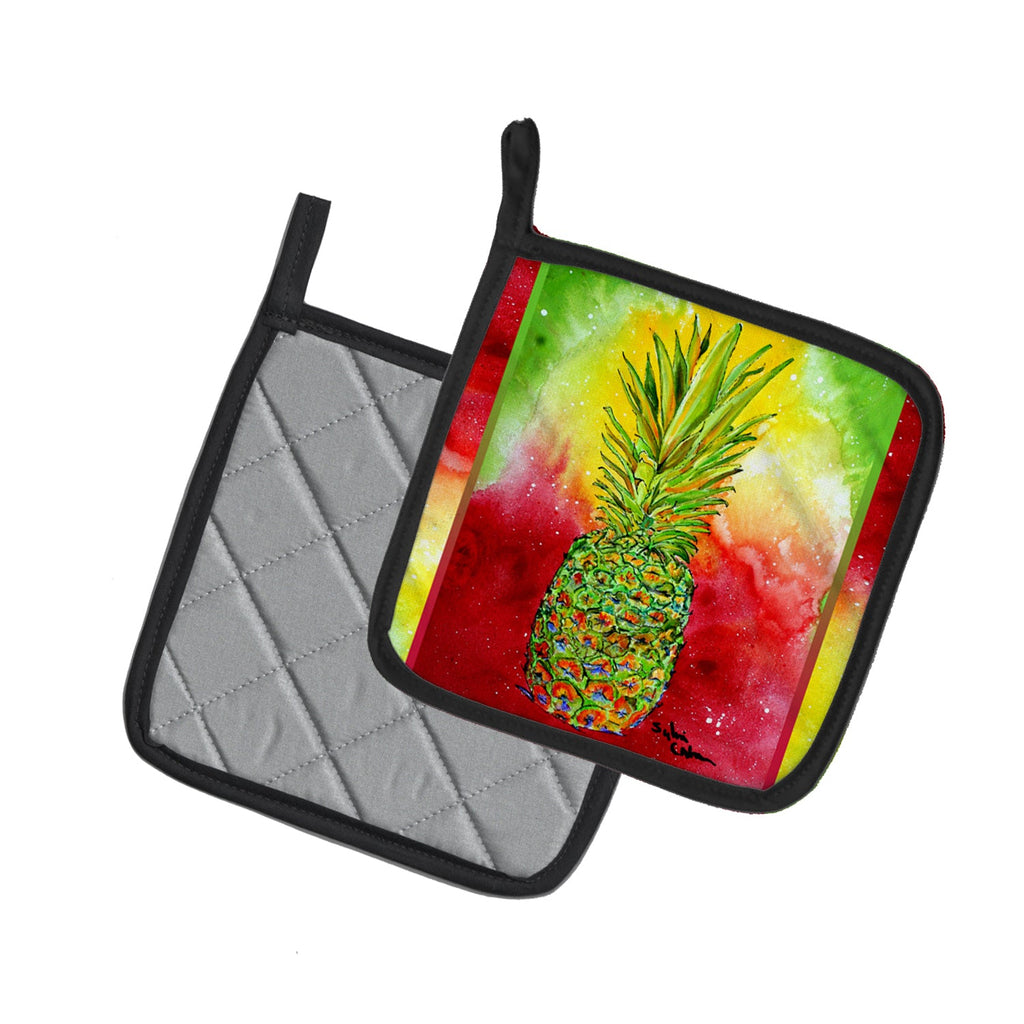 Pineapple Pot Holder Set of 2 Heat Resistant Quilted Hot Pads 7.5 x 7.5 Inch, Insulated Kitchen Trivets for Cooking & Baking