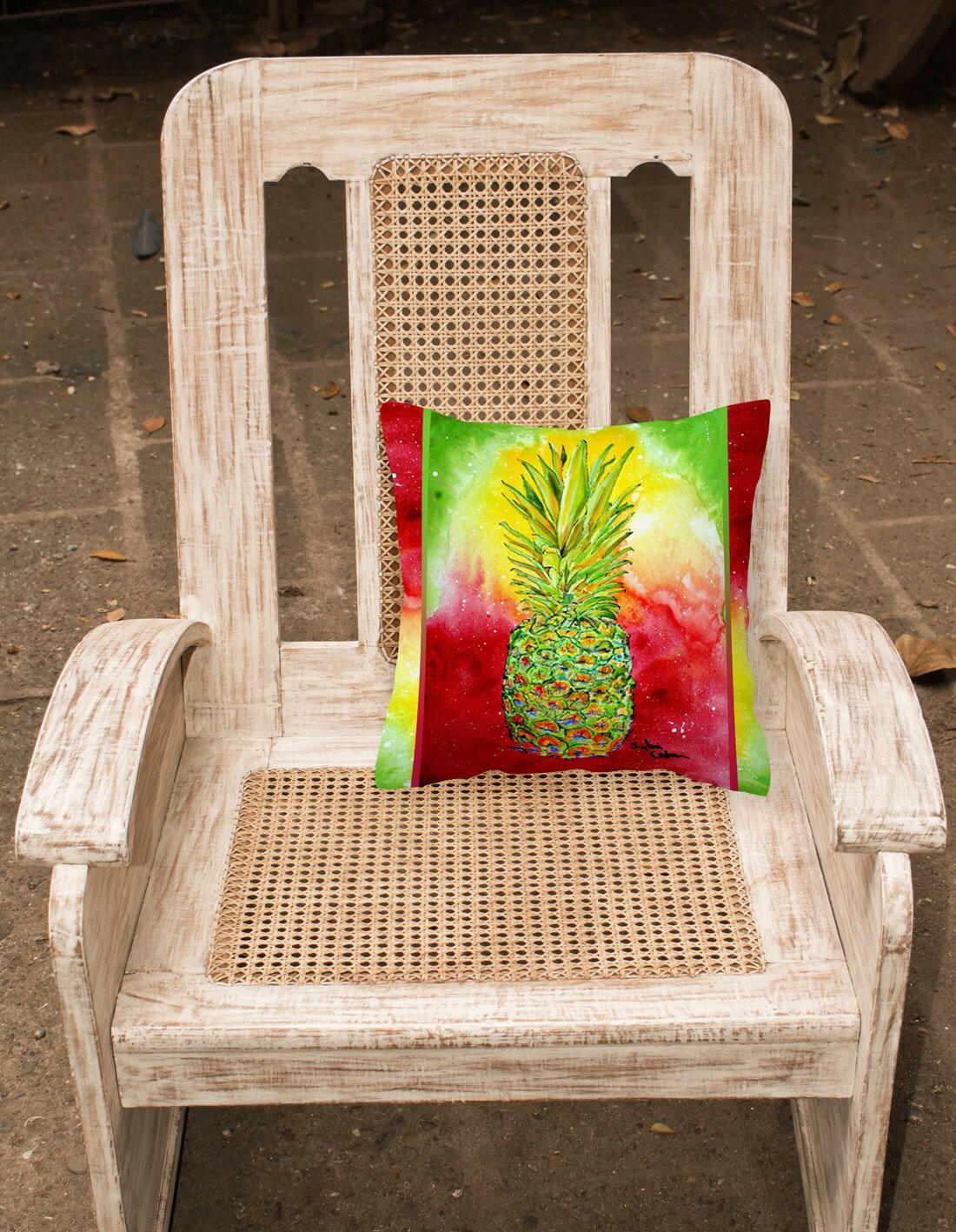 Pineapple Decorative Throw Pillow 14x14 Indoor Outdoor Accent Cushion, Fabric Cover with Insert for Sofa, Bed, Porch & Living Room