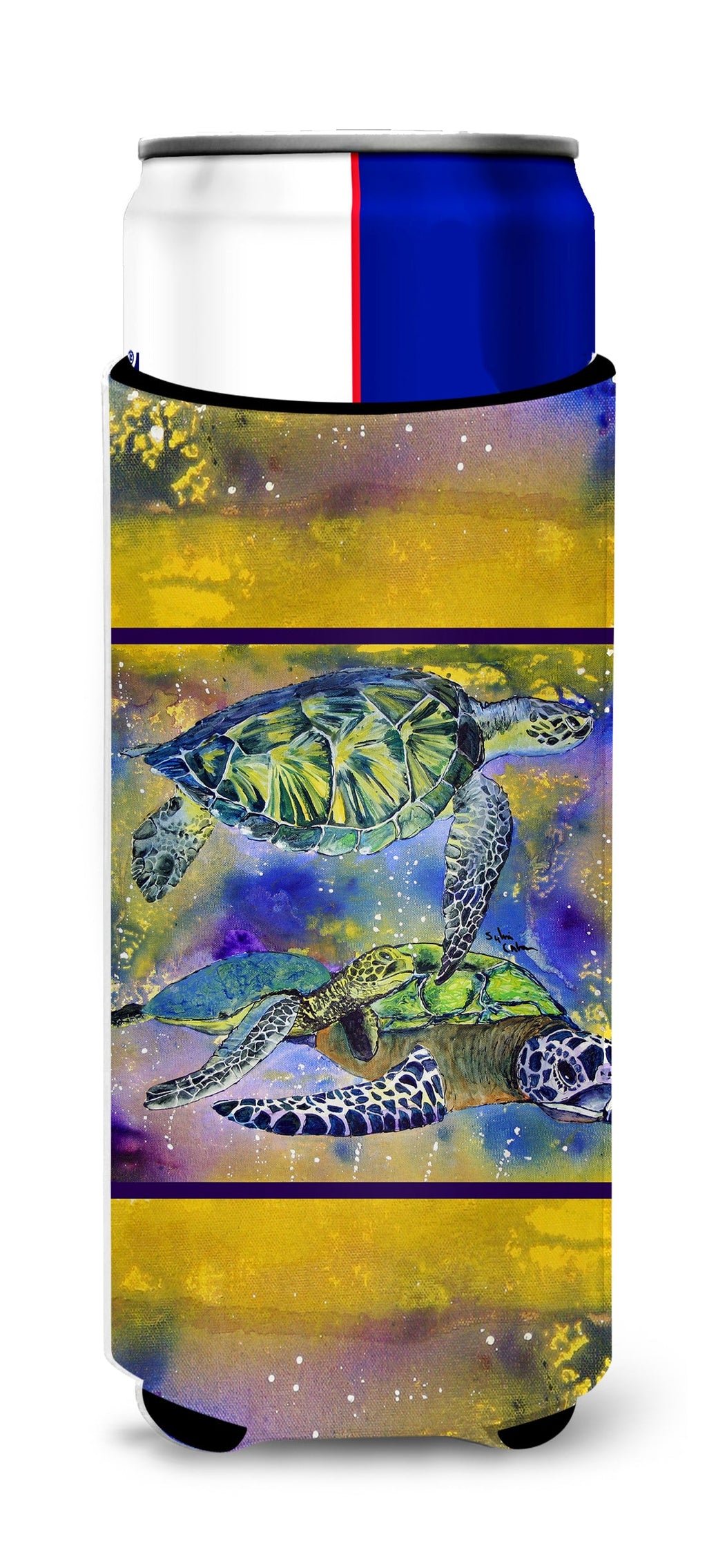 Turtle Slim Can Hugger , Insulated Foam Hugger for 12 oz Slim Cans, Beer Bottles & Water Bottles, Printed in USA