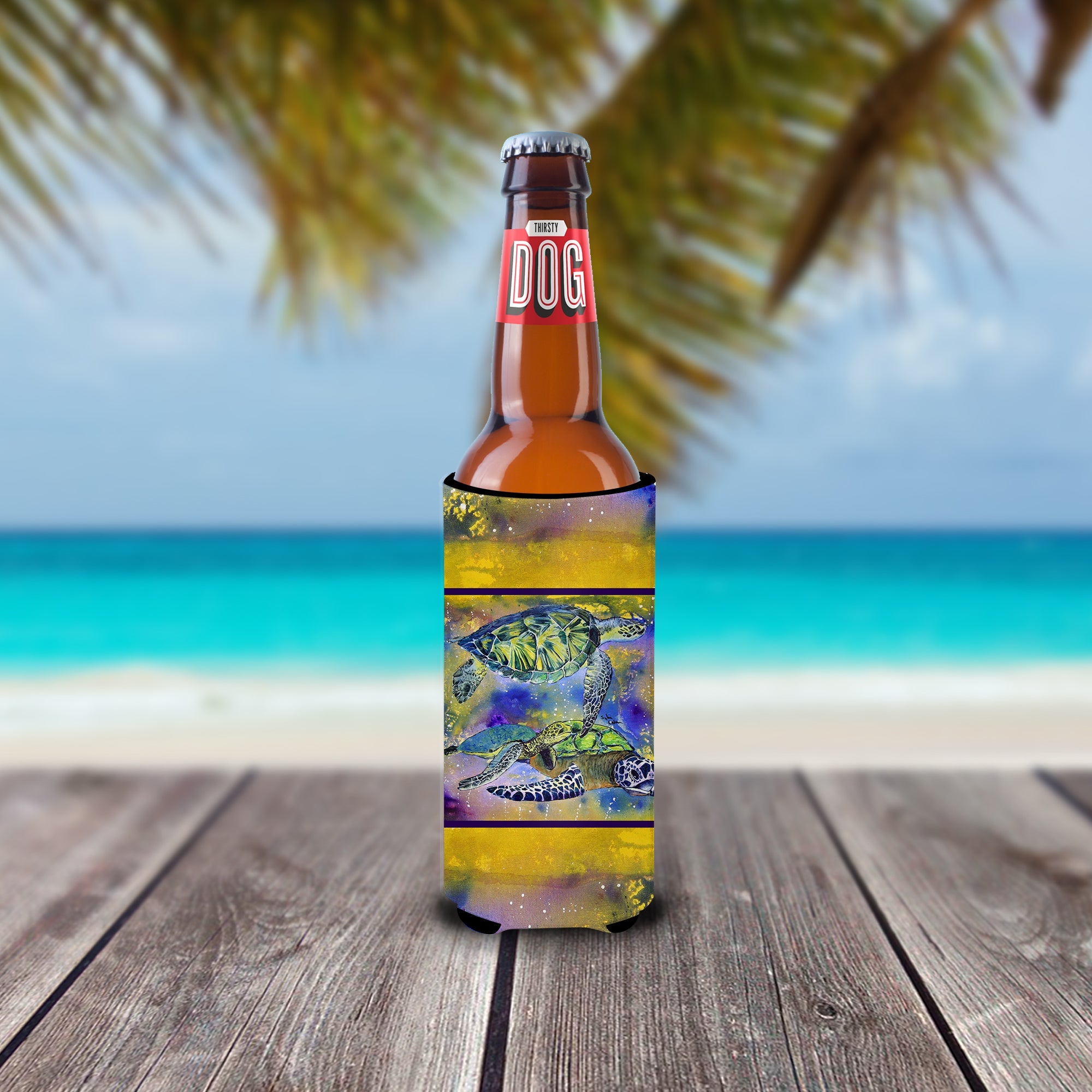 Turtle Slim Can Hugger , Insulated Foam Hugger for 12 oz Slim Cans, Beer Bottles & Water Bottles, Printed in USA