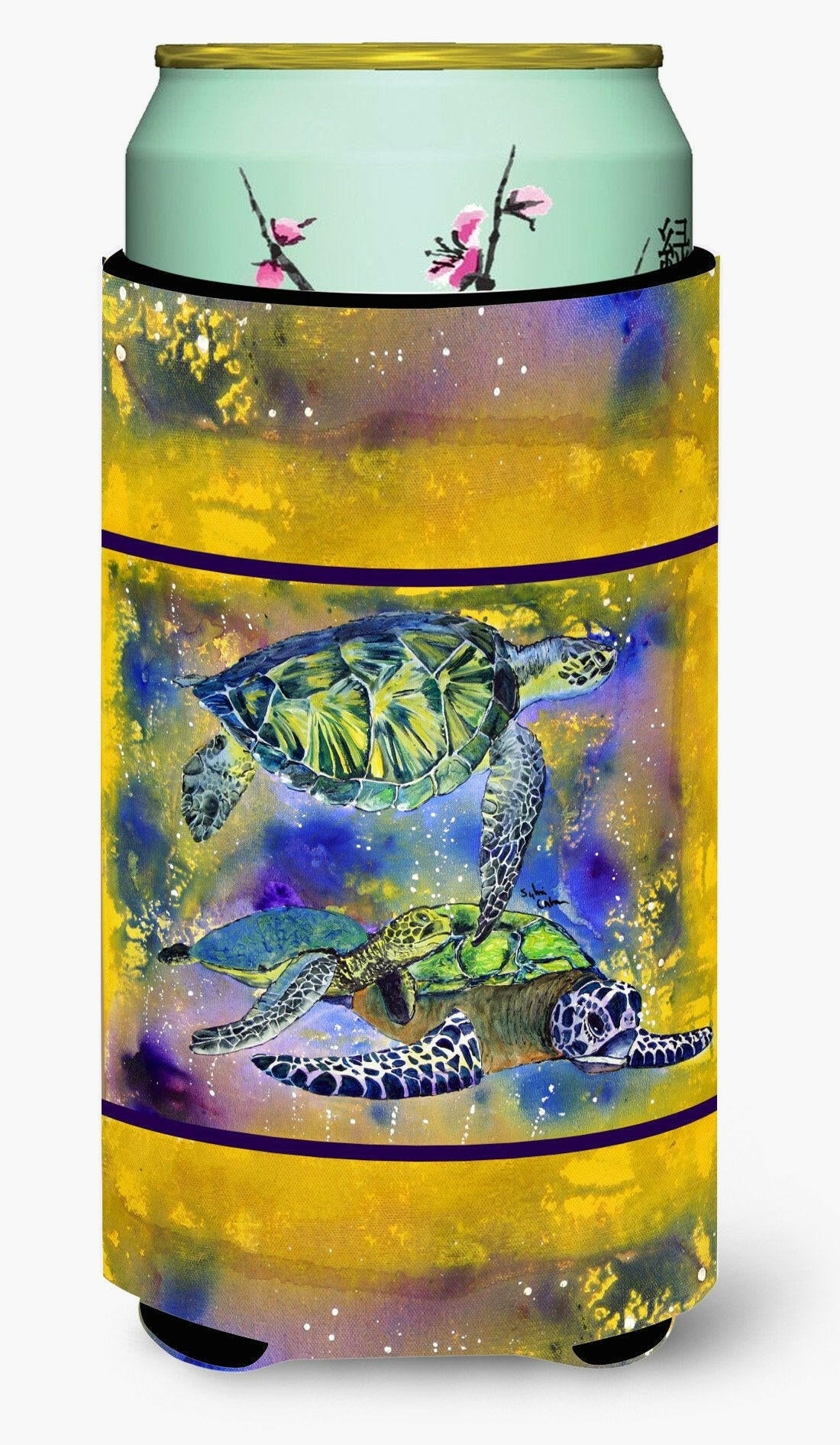 Turtle Tall Boy Hugger Can Cooler Sleeve Machine Washable Drink Collapsible Insulator Beverage Insulated Holder