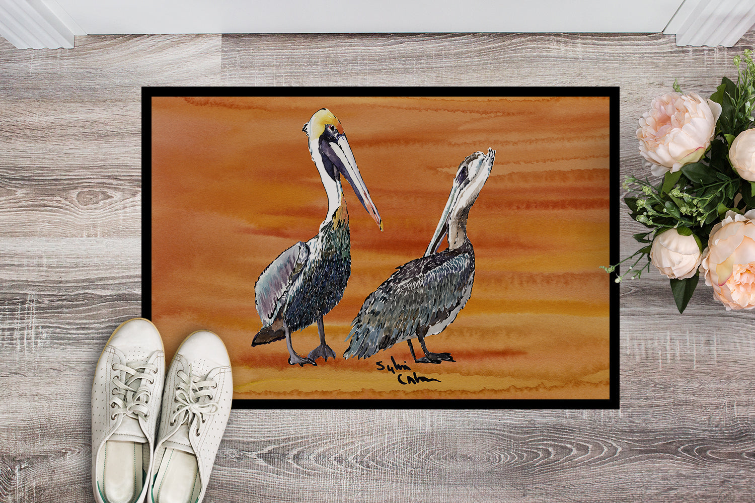 Pelican Doormat Indoor Outdoor 24H X 36W Front Door Mat Rugs for Entryway, Non Slip Washable Low Pile,