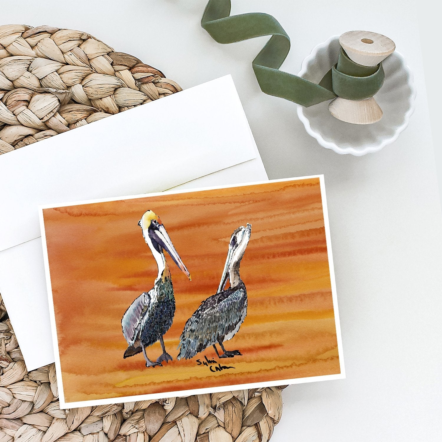 Pelican Greeting Cards Pack of 8 Blank Cards with Envelopes Whimsical A7 Size 5x7