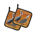 Pelican Pot Holder Set of 2 Heat Resistant Quilted Hot Pads 7.5 x 7.5 Inch, Insulated Kitchen Trivets for Cooking & Baking
