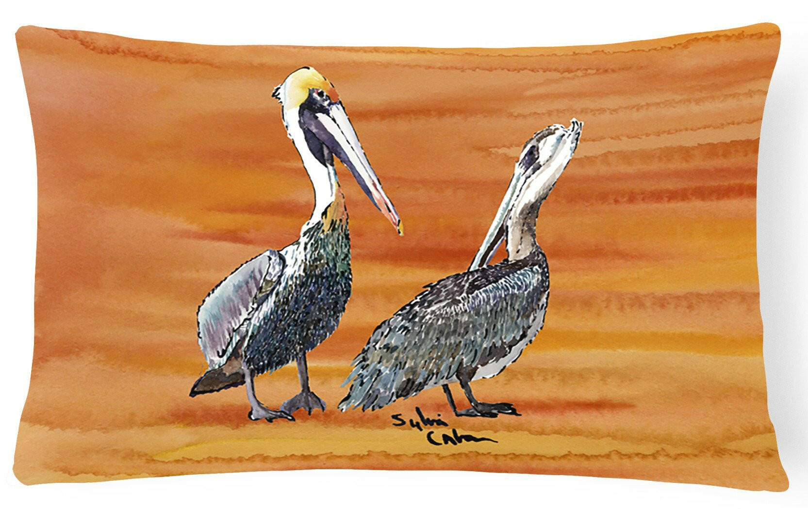 Pelican Decorative Throw Pillow 12x16 Indoor Outdoor Accent Cushion, Fabric Cover with Insert for Sofa, Bed, Porch & Living Room