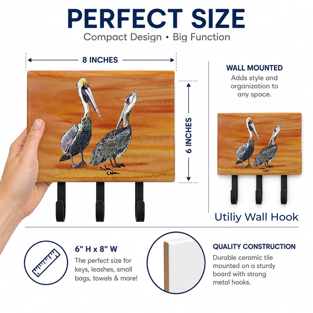 Pelican Leash or Key Holder Wall Hooks, Coat Rack Wall Mount, for Hanging Keys, Towels, Aprons, Leashes