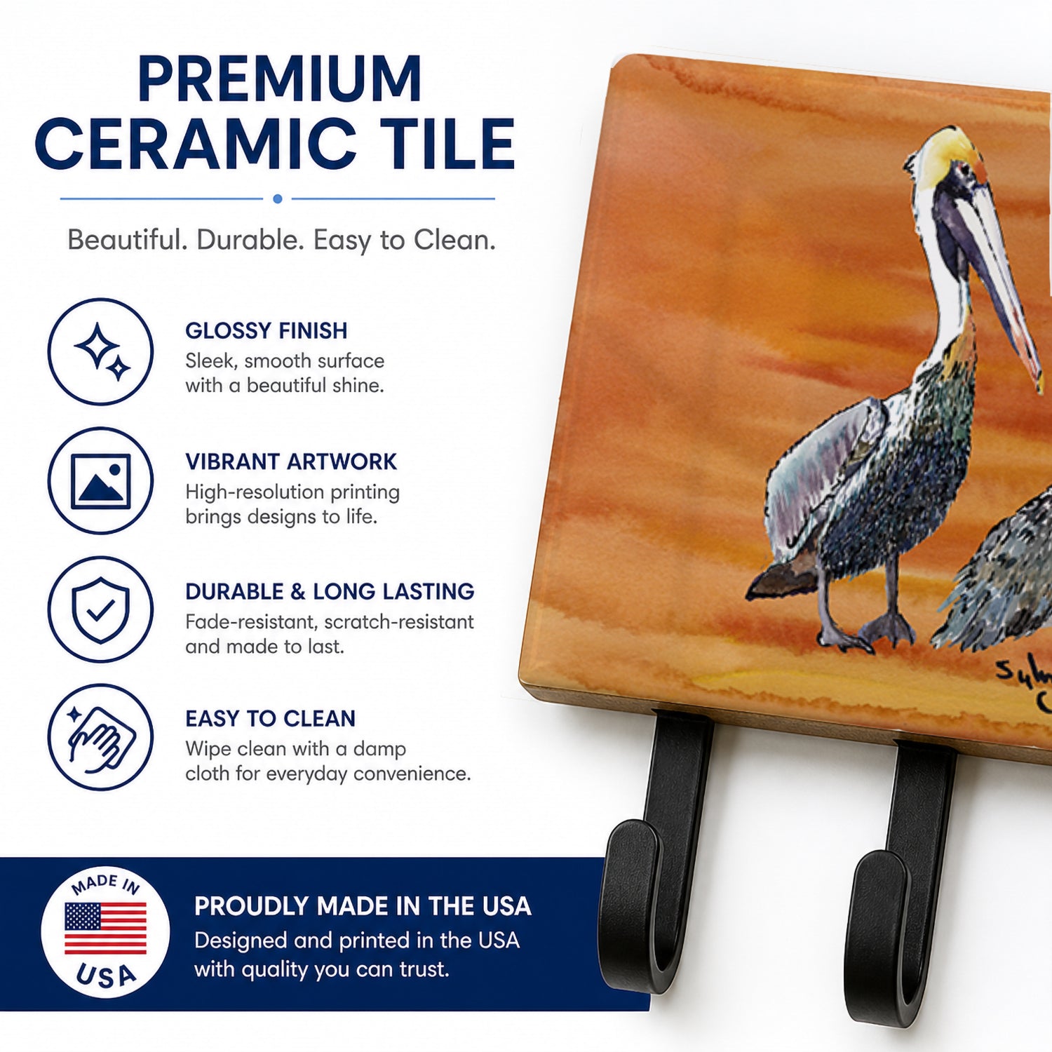 Pelican Leash or Key Holder Wall Hooks, Coat Rack Wall Mount, for Hanging Keys, Towels, Aprons, Leashes