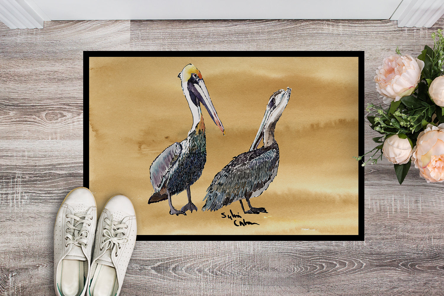 Pelican Doormat Indoor Outdoor 24H X 36W Front Door Mat Rugs for Entryway, Non Slip Washable Low Pile,