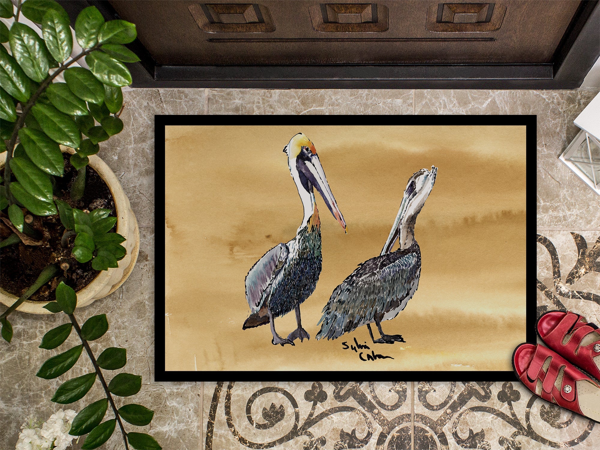 Pelican Doormat Indoor Outdoor 24H X 36W Front Door Mat Rugs for Entryway, Non Slip Washable Low Pile,