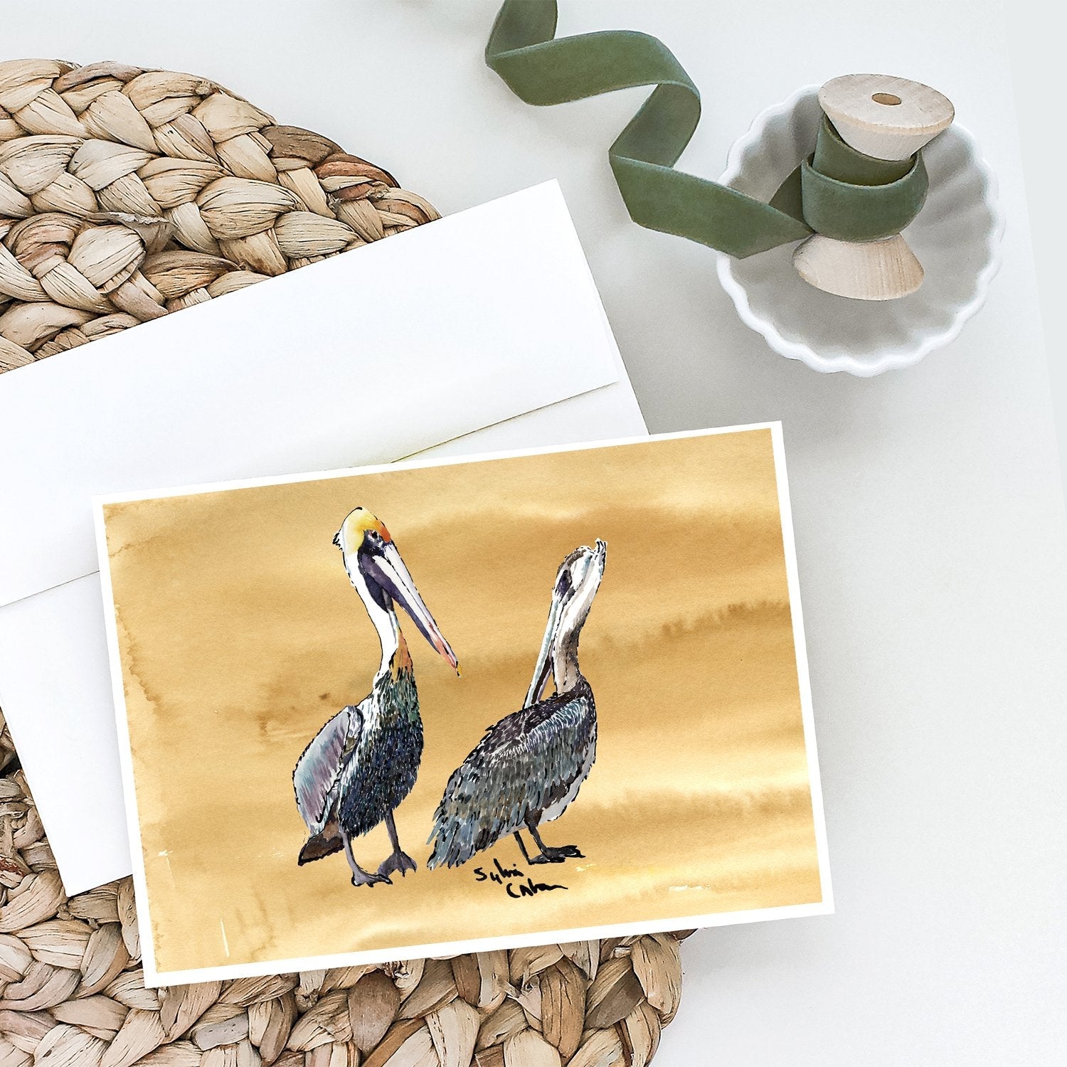 Pelican Greeting Cards Pack of 8 Blank Cards with Envelopes Whimsical A7 Size 5x7