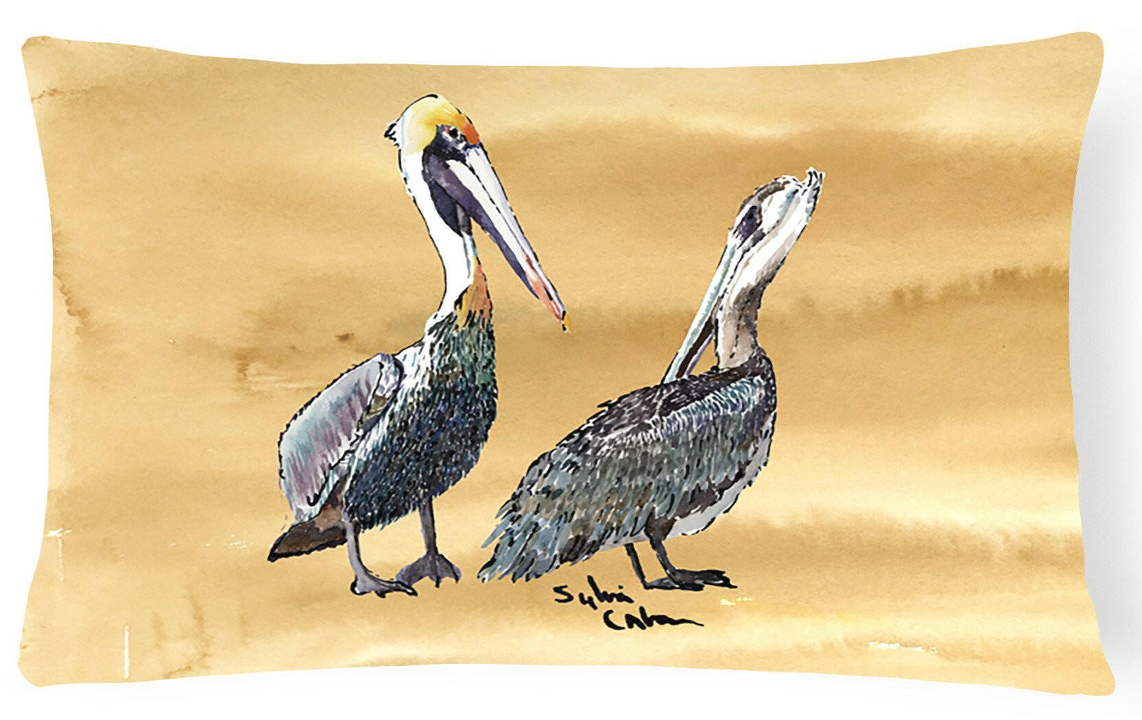 Pelican Decorative Throw Pillow 12x16 Indoor Outdoor Accent Cushion, Fabric Cover with Insert for Sofa, Bed, Porch & Living Room
