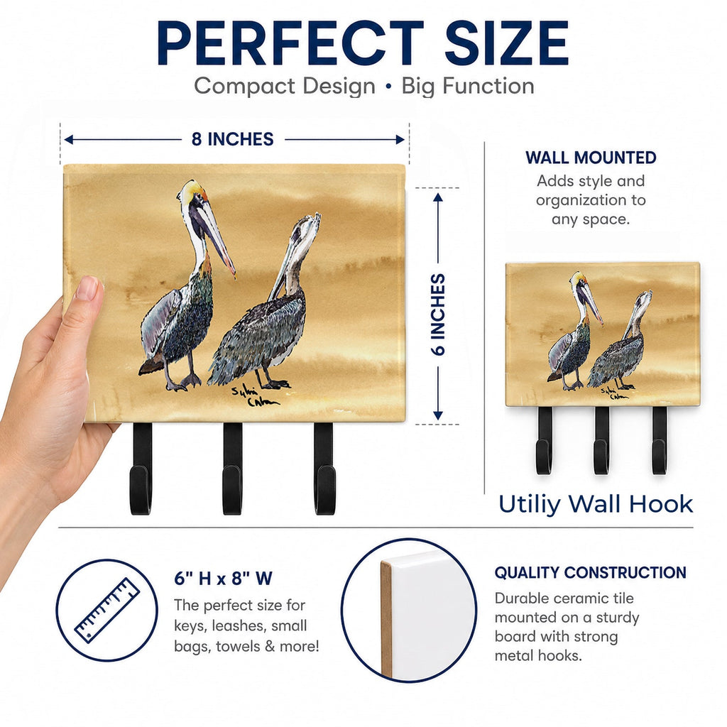 Pelican Leash or Key Holder Wall Hooks, Coat Rack Wall Mount, for Hanging Keys, Towels, Aprons, Leashes