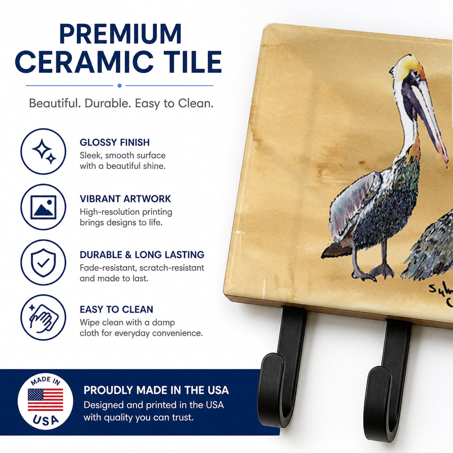 Pelican Leash or Key Holder Wall Hooks, Coat Rack Wall Mount, for Hanging Keys, Towels, Aprons, Leashes