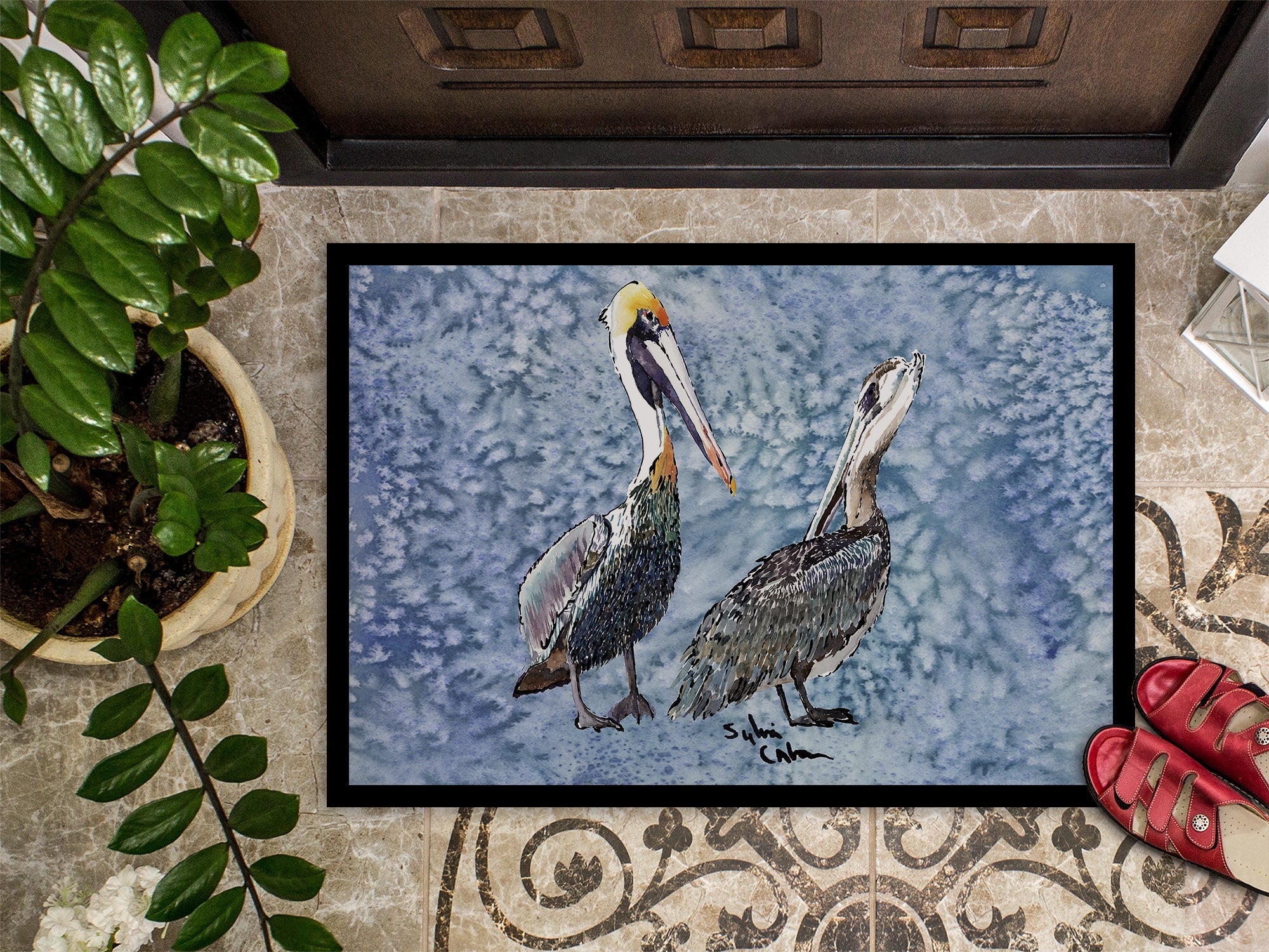 Pelican Doormat Indoor Outdoor 24H X 36W Front Door Mat Rugs for Entryway, Non Slip Washable Low Pile,