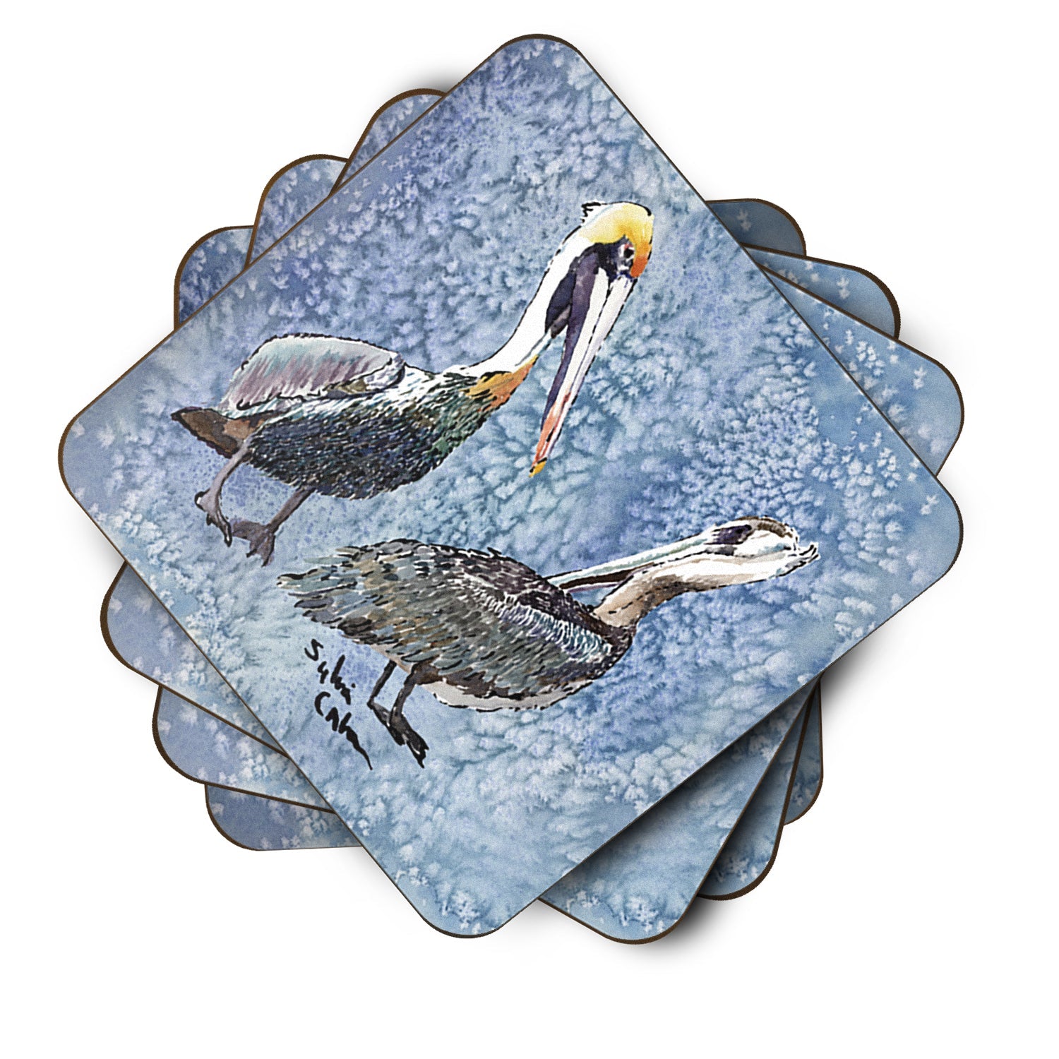 Pelican Foam Coasters Set of 4 Cup Coasters for Indoor Outdoor, Tabletop Protection, Anti Slip, Mouse pad Material