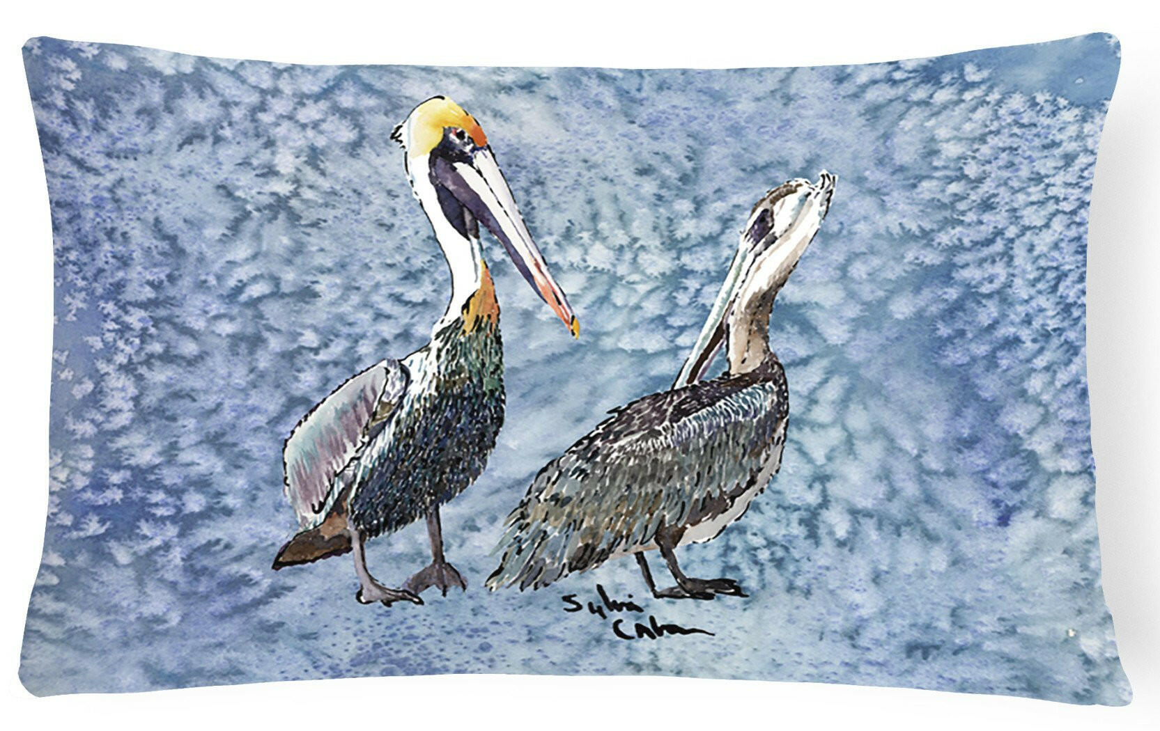Pelican Decorative Throw Pillow 12x16 Indoor Outdoor Accent Cushion, Fabric Cover with Insert for Sofa, Bed, Porch & Living Room