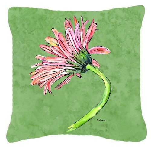 Gerber Daisy Pink Decorative Throw Pillow 14x14 Indoor Outdoor Accent Cushion, Fabric Cover with Insert for Sofa, Bed, Porch & Living Room