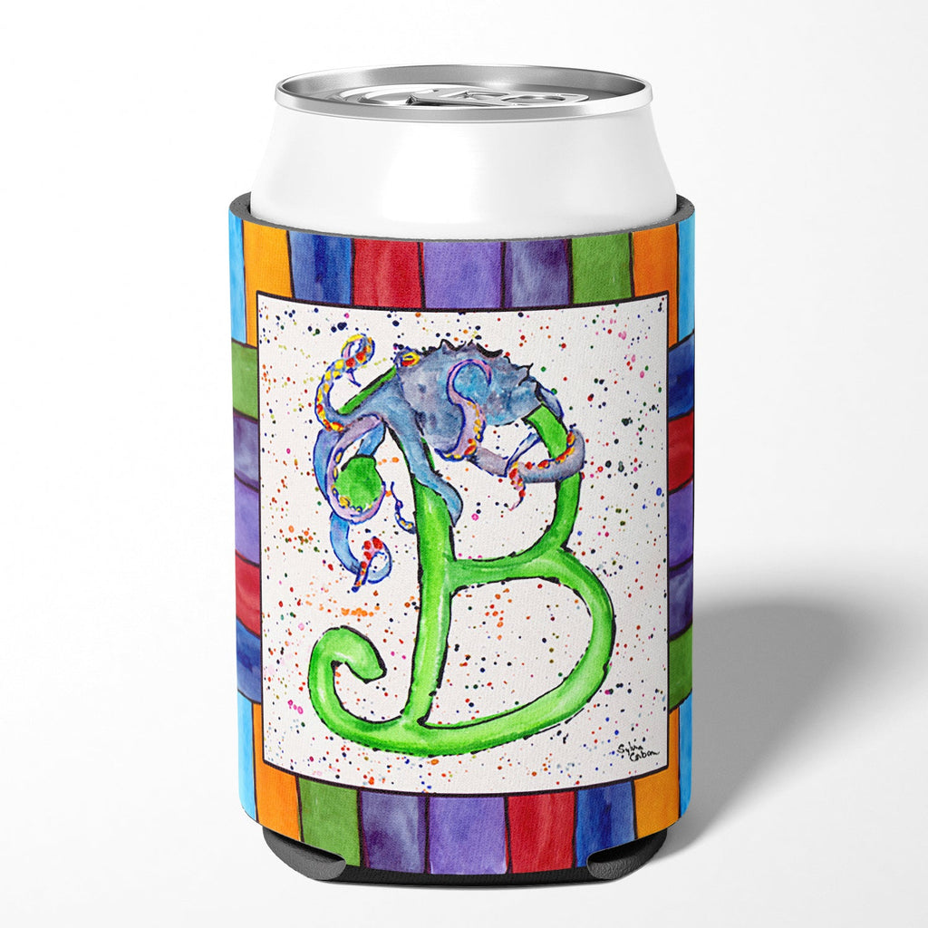 Beach and Seafood Letter B Can or Bottle Hugger Cooler Sleeve for Standard 12 oz Cans, Insulated Foam Beer & Soda Can Hugger Reusable