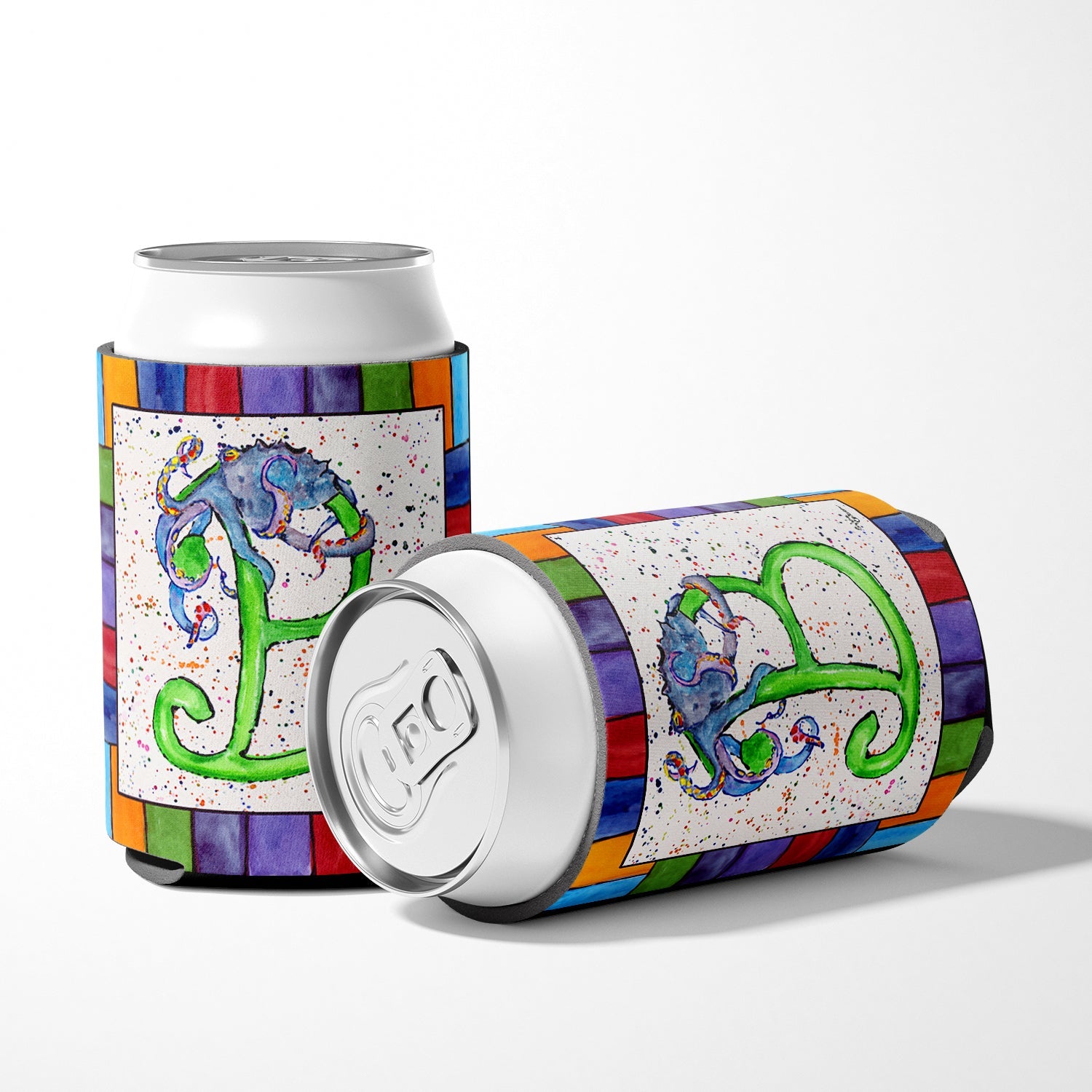 Beach and Seafood Letter B Can or Bottle Hugger Cooler Sleeve for Standard 12 oz Cans, Insulated Foam Beer & Soda Can Hugger Reusable