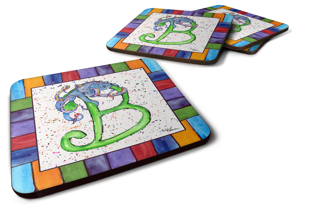 Beach and Seafood Letter B Foam Coasters Set of 4 Cup Coasters for Indoor Outdoor, Tabletop Protection, Anti Slip, Mouse pad Material