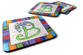 Beach and Seafood Letter B Foam Coasters Set of 4 Cup Coasters for Indoor Outdoor, Tabletop Protection, Anti Slip, Mouse pad Material