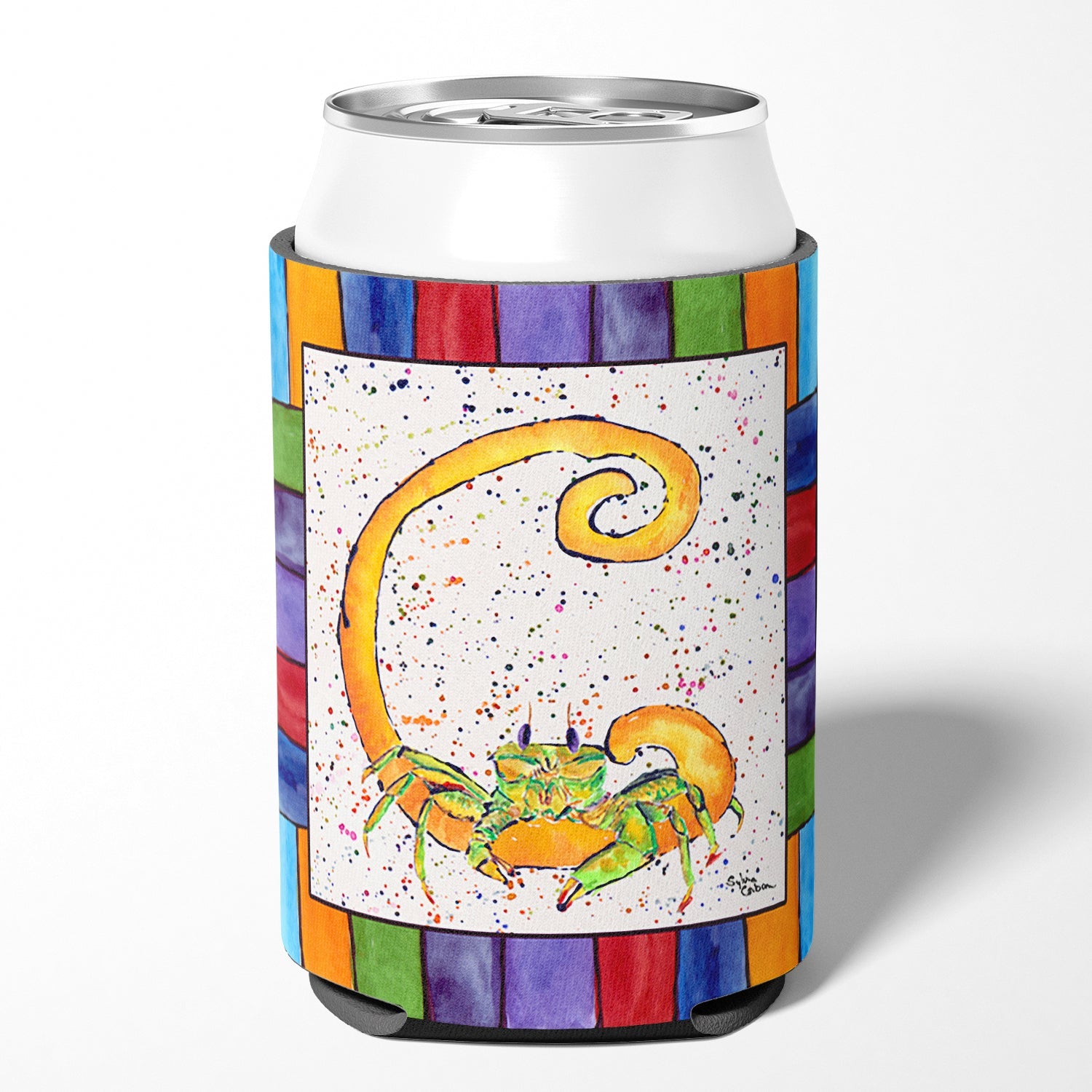 Beach and Seafood Letter C Can or Bottle Hugger Cooler Sleeve for Standard 12 oz Cans, Insulated Foam Beer & Soda Can Hugger Reusable