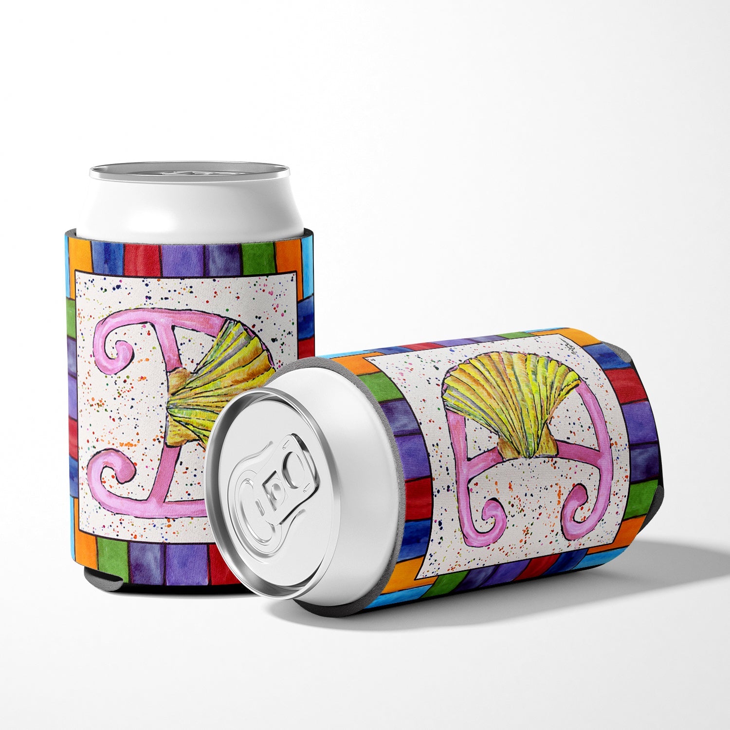 Beach and Seafood Letter D Can or Bottle Hugger Cooler Sleeve for Standard 12 oz Cans, Insulated Foam Beer & Soda Can Hugger Reusable