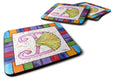 Beach and Seafood Letter D Foam Coasters Set of 4 Cup Coasters for Indoor Outdoor, Tabletop Protection, Anti Slip, Mouse pad Material