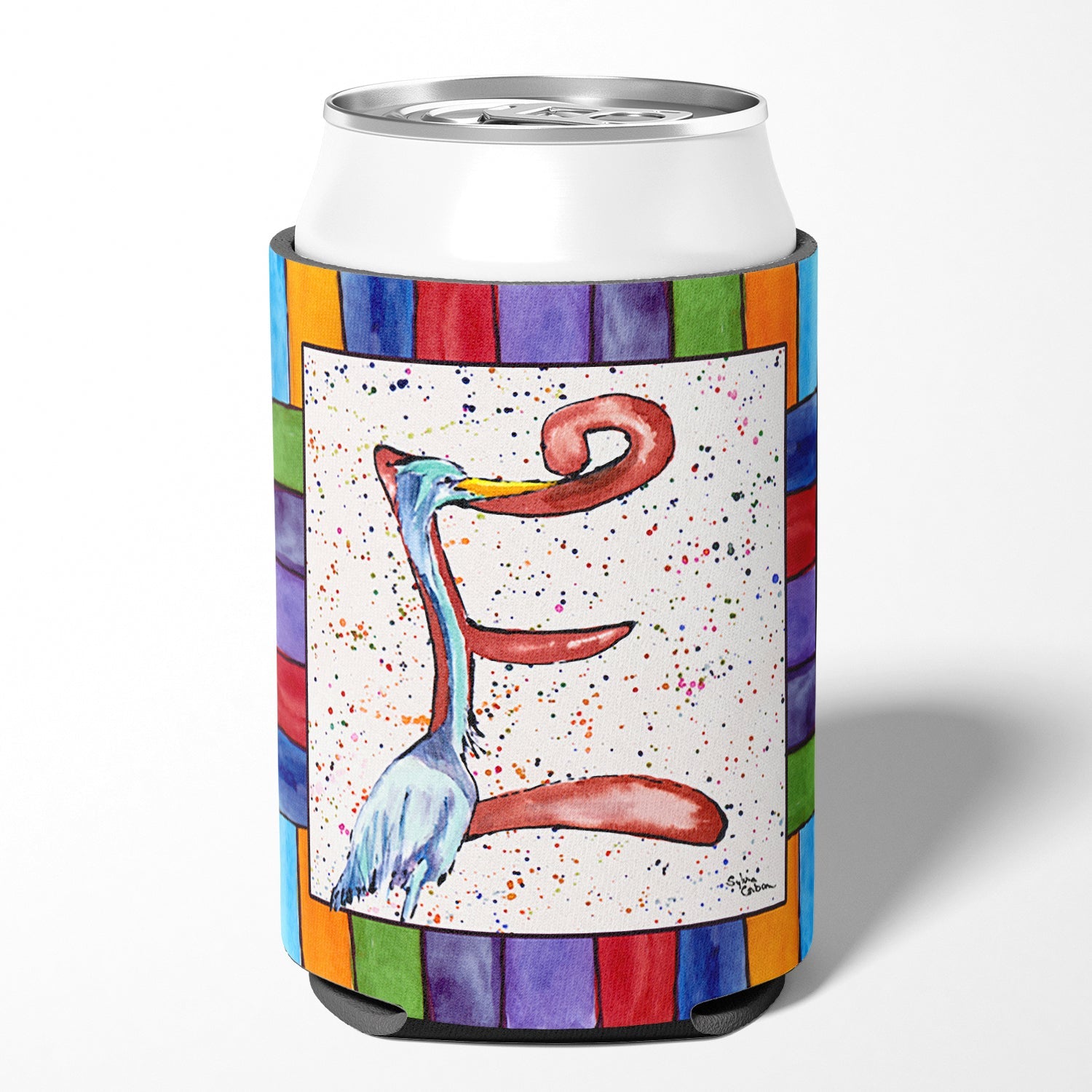 Beach and Seafood Letter E Can or Bottle Hugger Cooler Sleeve for Standard 12 oz Cans, Insulated Foam Beer & Soda Can Hugger Reusable