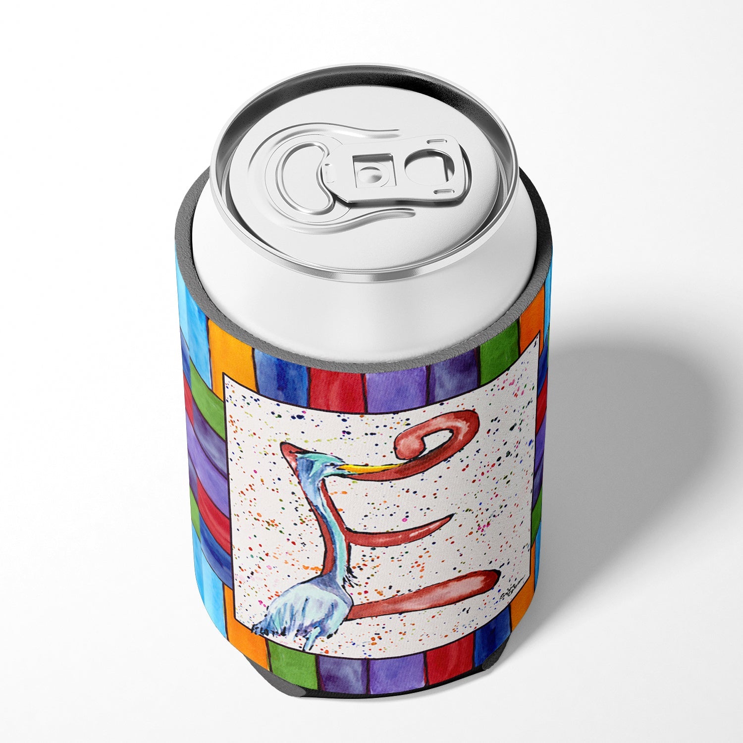 Beach and Seafood Letter E Can or Bottle Hugger Cooler Sleeve for Standard 12 oz Cans, Insulated Foam Beer & Soda Can Hugger Reusable