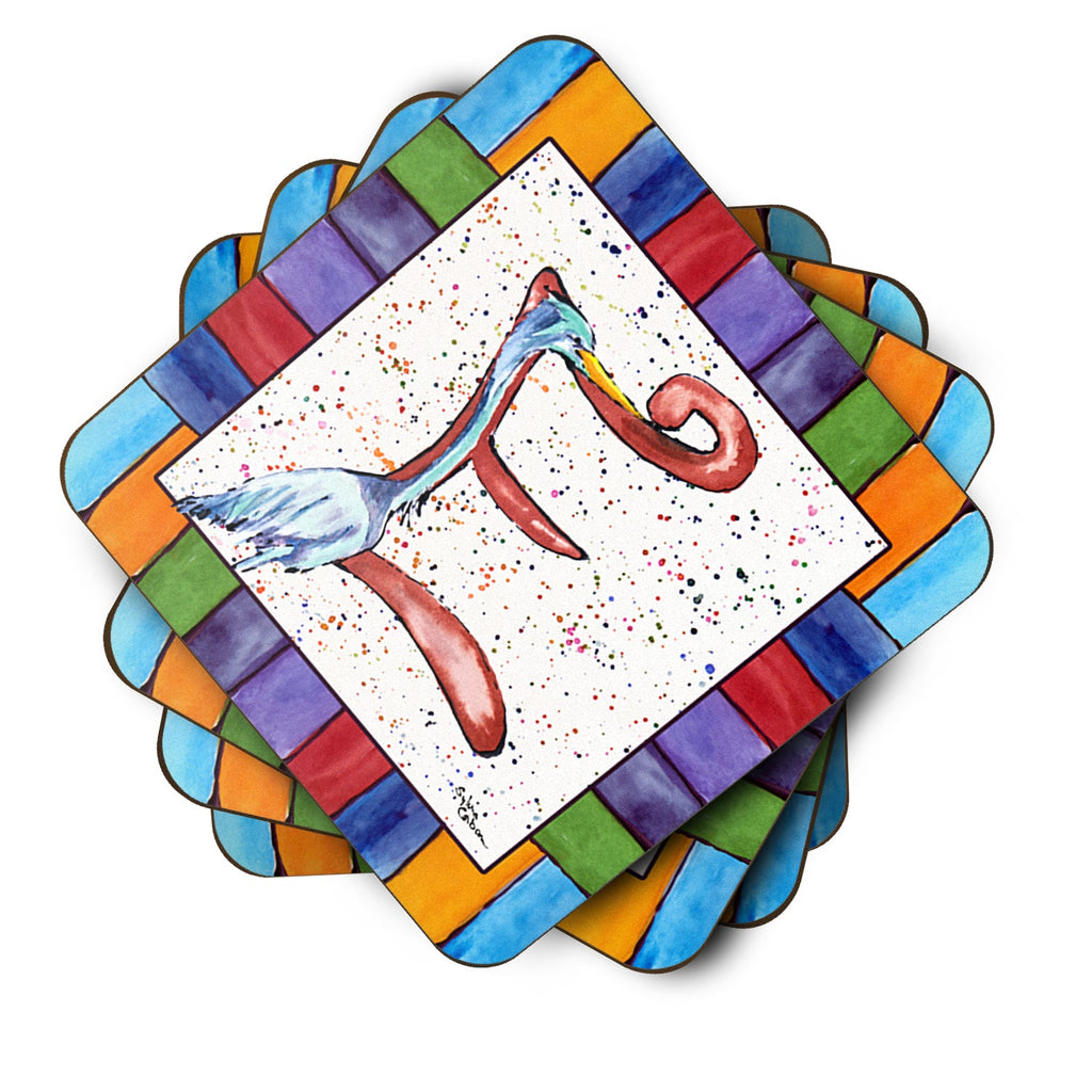 Beach and Seafood Letter E Foam Coasters Set of 4 Cup Coasters for Indoor Outdoor, Tabletop Protection, Anti Slip, Mouse pad Material