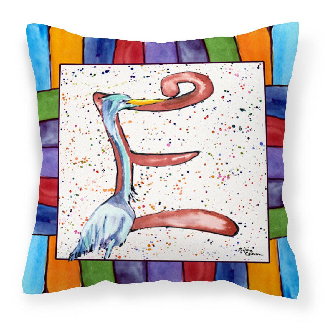 Beach and Seafood Letter E Decorative Throw Pillow 14x14 Indoor Outdoor Accent Cushion, Fabric Cover with Insert for Sofa, Bed, Porch & Living Room