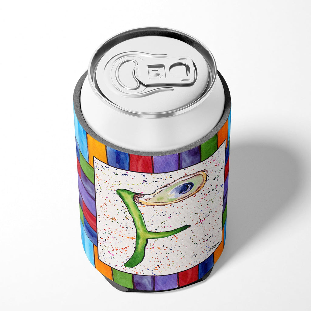 Beach and Seafood Letter F Can or Bottle Hugger Cooler Sleeve for Standard 12 oz Cans, Insulated Foam Beer & Soda Can Hugger Reusable