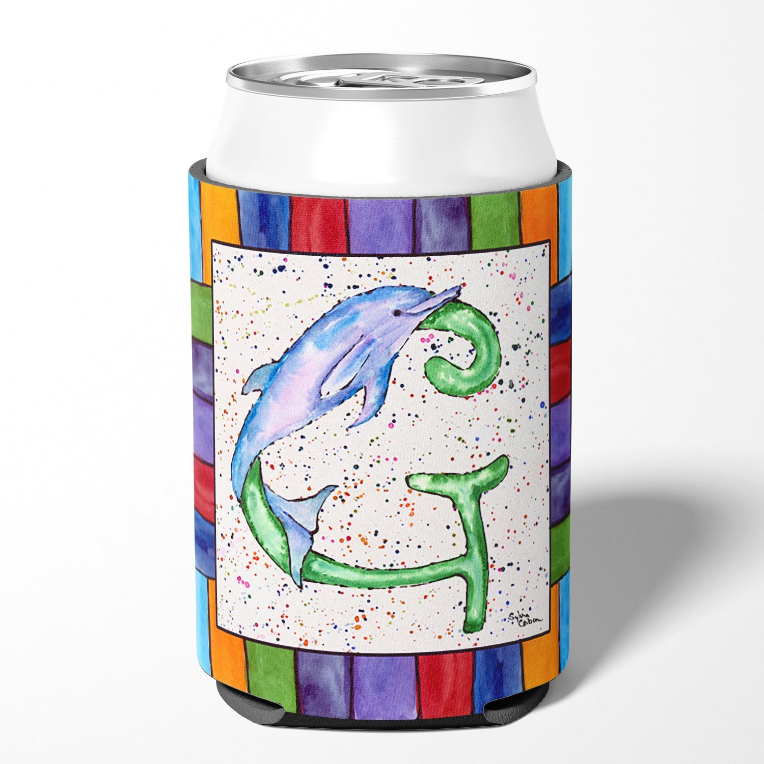 Beach and Seafood Letter G Can or Bottle Hugger Cooler Sleeve for Standard 12 oz Cans, Insulated Foam Beer & Soda Can Hugger Reusable