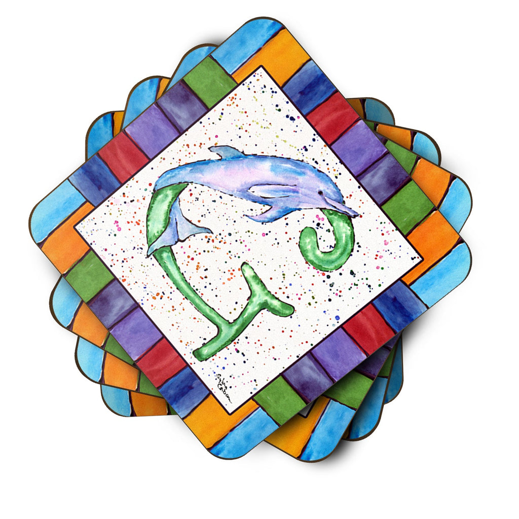 Beach and Seafood Letter G Foam Coasters Set of 4 Cup Coasters for Indoor Outdoor, Tabletop Protection, Anti Slip, Mouse pad Material