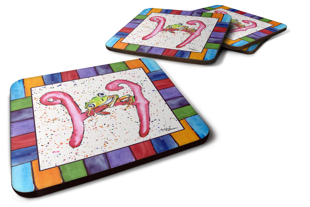 Beach and Seafood Letter H Foam Coasters Set of 4 Cup Coasters for Indoor Outdoor, Tabletop Protection, Anti Slip, Mouse pad Material